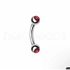 Round 304 Stainless Steel Rhinestone Eyebrow Curved Barbell Rings WGCF9EA-07-1
