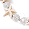 Summer Beach  Starfish Dyed Synthetic Turquoise & Faceted Glass Beaded Stretch Bracelets for Women Men BJEW-JB10454-01-2