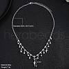 Alloy Micro Pave Cubic Zirconia Pendant Bib Necklaces for Women PW-WG44820-01-2
