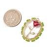 3Pcs Glass Seed Beaded Oval with Rose Pendants PALLOY-MZ00579-3
