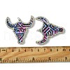 Cattle Head Alloy &  Rhinestone & Imitation Leather Pendants FIND-G069-02P-03-3