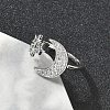 Brass Micro Pave Cubic Zirconia Cuff Rings for Women RJEW-D322-04P-3