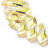 Electroplate Rhombus Glass Beads Strands EGLA-A036-12A-FP01-3