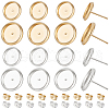 Beebeecraft 40Pcs 4 Style Brass Flat Round Stud Earring Settings KK-BBC0007-69-1