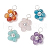 Natural Amazonite & Apatite & Rose Quartz & Amethyst & Red Agate Faceted Round Beaded Pendants PALLOY-JF03606-02-1