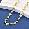 Brass Flower Link Chain Necklaces NJEW-M108-25G-1