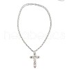 Gothic Style Cross 304 Stainless Steel Black Enamel Pendant Byzantine Chain Necklaces for Men FS-WG287BB-01-4
