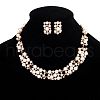 Alloy & Plastic Pearl Round Beaded & Crystal Rhinestone Chain Necklace & Stud Earring FS-WG9A31F-01-1