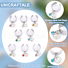 Mother's Day 8Pcs 8 Color Birthstone Rhinestone & 201 Stainless Steel Flat Round Charm Rings Set RJEW-AB00004-5