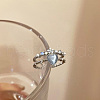 1Pc Heart Alloy Rhinestone Cuff Rings FS-WGDF7E1-01-1