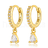 925 Sterling Silverr Micro Pave Cubic Zirconia Geometric Teardrop Hoop Earrings JL9080-1-1