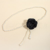 White Plastic Imitation Pearl Round Beaded Tassel Chain Belts for Dress FS-WGDCF9E-01-1