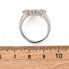 Brass Micro Pave Clear Cubic Zirconia Open Cuff Ring Components KK-U074-11P-3