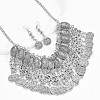 Alloy Coin Tassel Pendant Necklaces & Dangle Earrings Sets FS-WG2882A-02-2