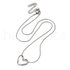 304 Stainless Steel Hollow Heart Pendant Necklace with Round Snake Chains NJEW-M202-05P-1