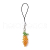 Carrot Glass Seed Beaded Mobile Straps HJEW-MZ00224-1
