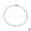 Rhodium Plated 925 Sterling Silver Heart Link Chain Bracelets BJEW-I314-057A-P-4
