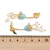 Flower Brass Enamel Dangle Stud Earrings EJEW-K308-07G-3