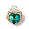 Real 18K Gold Plated Rack Plating Brass Micro Pave Clear Cubic Zirconia Pendants KK-C015-11G-16-1
