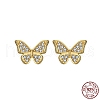 Butterfly 925 Sterling Silver Cubic Zirconia Stud Earrings for Women EJEW-P231-38G-1