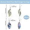 Beebeecraft 2 Pairs 2 Style Natural Abalone Shell/Paua Shell Dangle Earrings EJEW-BBC0001-23-2
