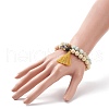 2Pcs 2 Style Natural Flower Amazonite & Lava Rock & Wood Stretch Bracelets Set with Tassel and Alloy Hamsa Hand Charms BJEW-JB08347-3
