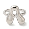 Initials Brass Open Cuff Ring for Women RJEW-N046-02A-P-2