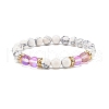 Synthetic Moonstone & Howlite Round Beaded Stretch Bracelet BJEW-JB07878-4