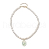 White Glass Pearl Beaded Necklaces NJEW-JN04652-02-4