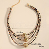 Round Wood Beads 3 Layer Leopard Print Imitation Leather Cord Necklaces for Women FS-WG710D0-01-3