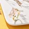 Natural Rose Quartz Finger Rings RJEW-B122-01G-06-2