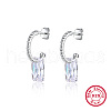 Rhodium Plated 925 Sterling Silver Half Hoop Earrings RB2270-1-1