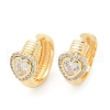 Brass Clear Cubic Zirconia Hoop Earrings EJEW-Q016-03G-2