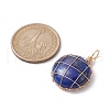 Natural Lapis Lazuli Dyed Copper Wire Wrapped Pendants PALLOY-JF02436-03-2