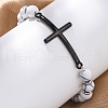 Round Synthetic Hematite Bead Stretch Bracelets BJEW-F493-05EB-01-4