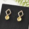 Rhombus & Flat Round Brass Micro Pave Cubic Zirconia Stud Earrings for Women EJEW-G428-20G-5