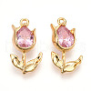 Brass Micro Pave Cubic Zirconia Pendants KK-N262-115C-G-1