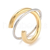 Brass Criss Cross Open Cuff Ring for Women RJEW-C102-12GP-1