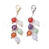 Round Natural Amethyst & Quartz & Malaysia Jade & Carnelian & White Jade Pendant Decorations HJEW-JM02693-2