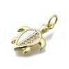 Brass Micro Pave Clear Cubic Zirconia Pendants KK-V010-07G-01-2