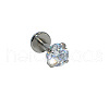304 Stainless Steel Clear Cubic Zirconia Internally Threaded Labrets For Women Men WGF4990-02-1