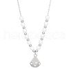 Shell Shape Alloy & Plastic Pearl & Crystal Rhinestone Pendant Necklace & Stud Dangle Earring FS-WG40A88-01-2