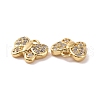 Butterfly Brass Micro Pave Clear Cubic Zirconia Charms KK-G435-23G-3