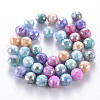 Opaque Baking Painted Glass Beads Strands EGLA-N006-005I-2