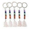 Cat Natural Rose Quartz Keychain KEYC-F040-11C-1