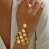 Luxurious Middle Eastern Style Brass Coin Link Finger Ring Bracelets for Women LB7436-2