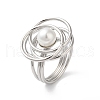 304 Stainless Steel Flower Finger Ring for Women RJEW-C091-03P-1