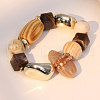 Exaggerated Glass & Wood & Resin & CCB Plastic Beaded Stretch Bracelets for Women WG71D73-01-4