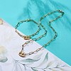 304 Stainless Steel Oval Link Bracelet and Necklace with Paperclip Chains SJEW-JS01254-2