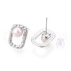 Brass Natural Pearl Stud Earrings PEAR-N020-05U-4
